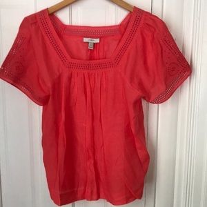 J Crew Coral Cotton & Silk Top